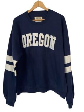 New York Popular Crewneck Pullover Sweatshirt Oregon Spell out Dark Blue 2XL